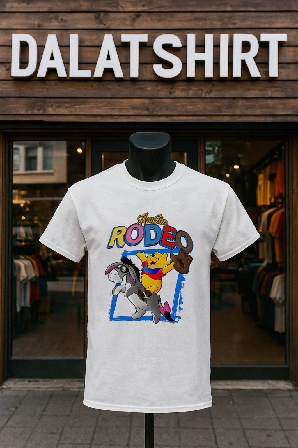 Houston Rodeo Winnie The Pooh Riding Eeyore Cowboy shirt