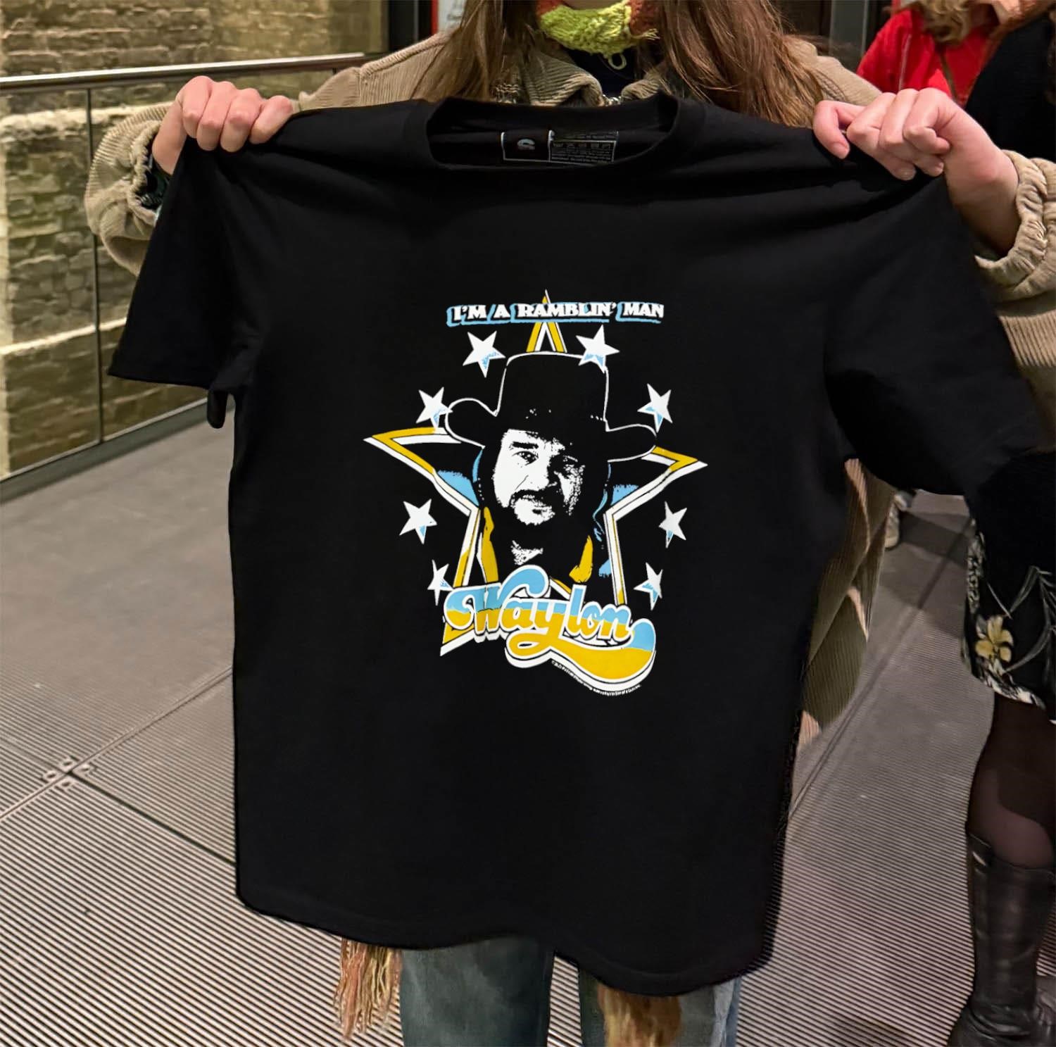 I'm A Ramblin' Man Waylon Jennings Star Graphic black-t-shirt