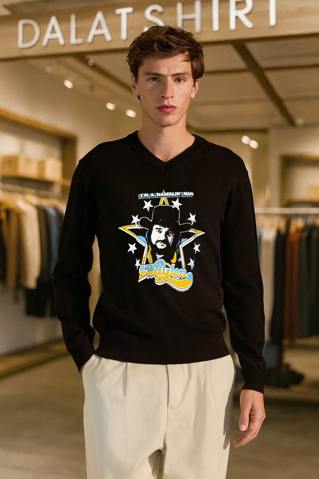 I'm A Ramblin' Man Waylon Jennings Star Graphic long-sleeve