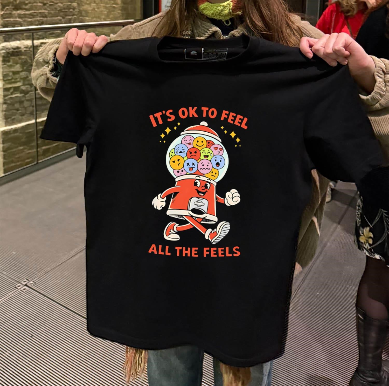 It's Ok To Feel All The Feels black-t-shirt