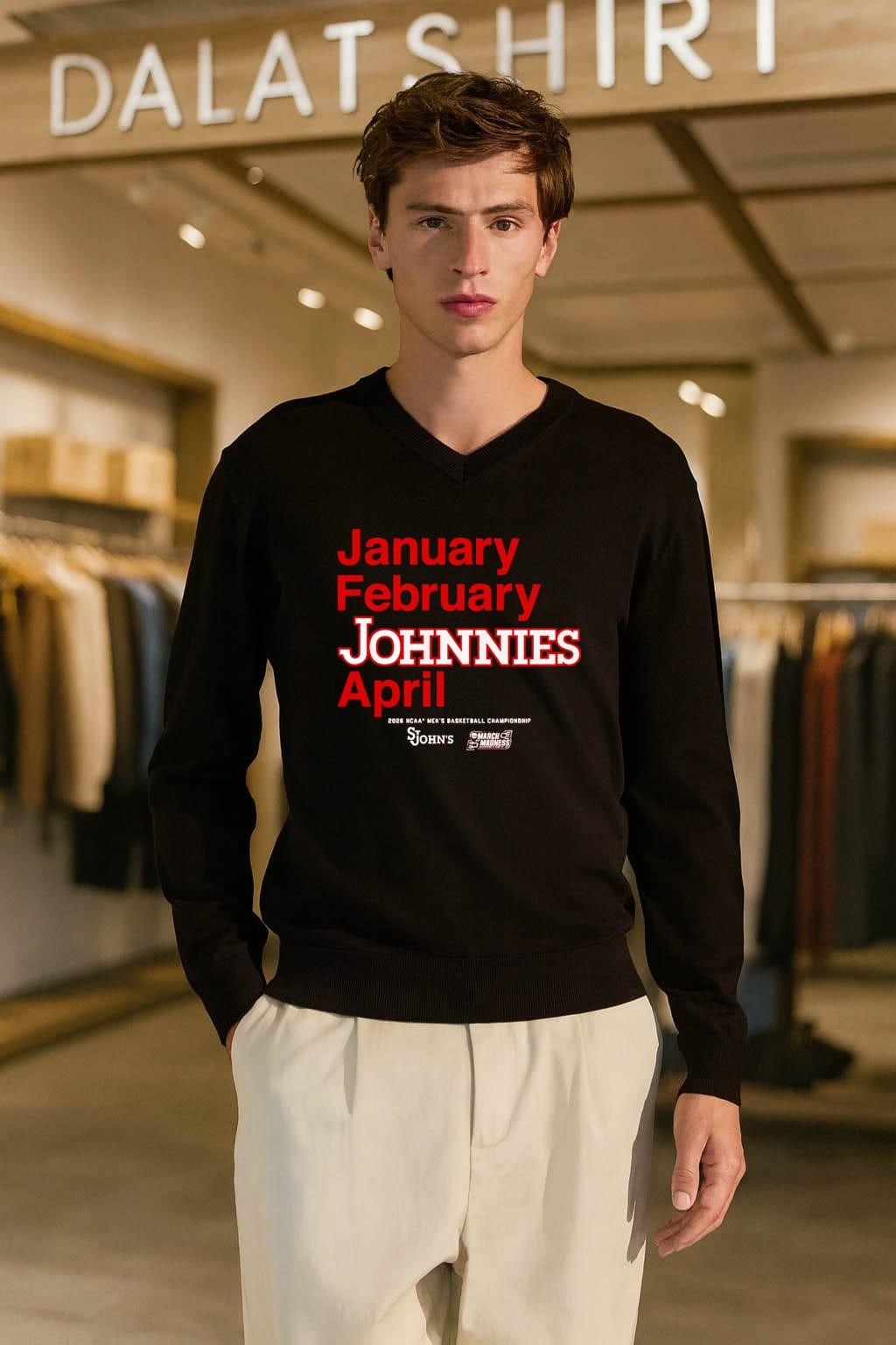 January February Johnnies April 2026 NCAA Men's Basketball Championship St. John's Red Storm March Madness long-sleeve