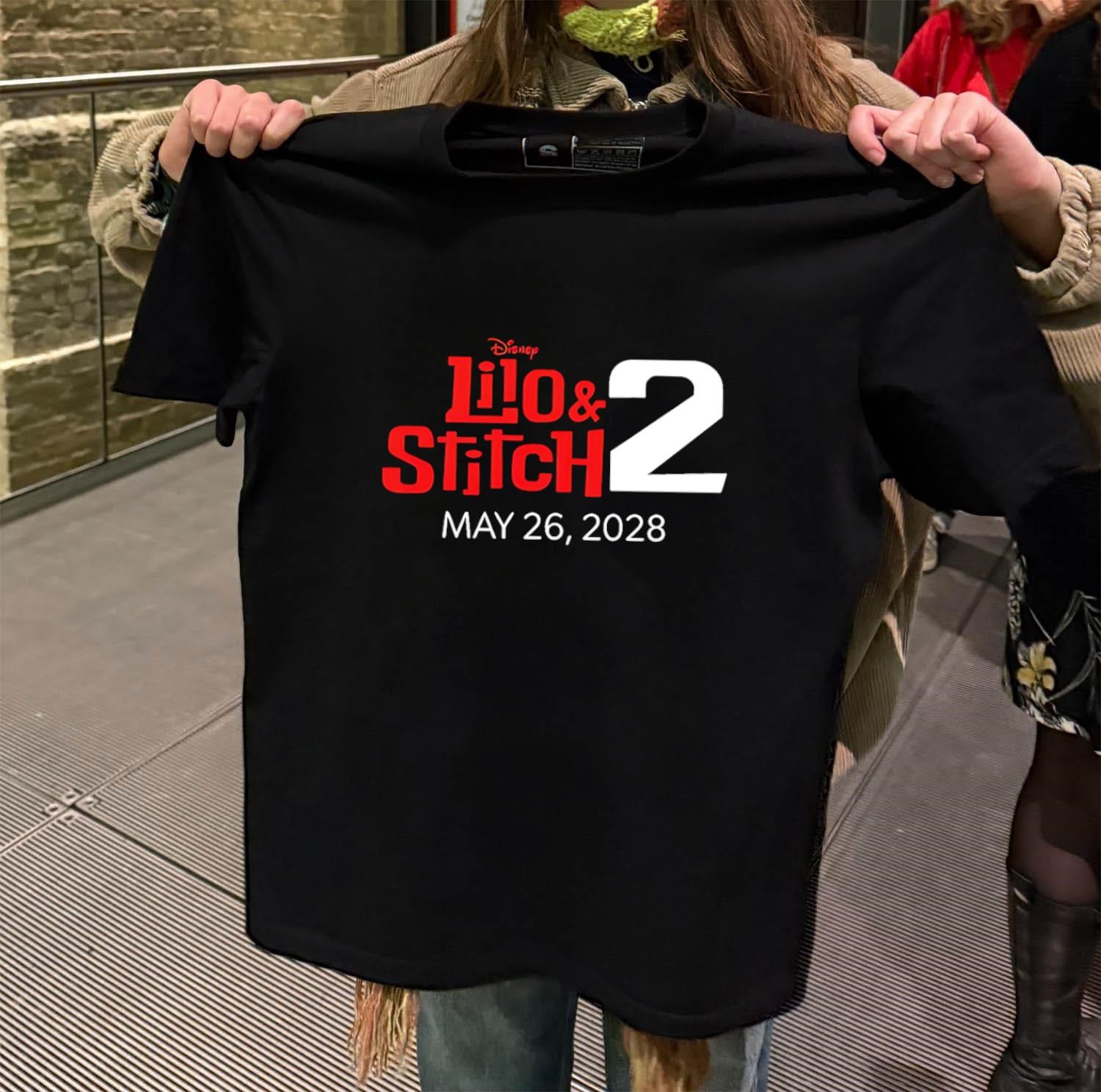Lilo And Stitch 2 Disney Coming To Theaters On May 26 2028 black-t-shirt