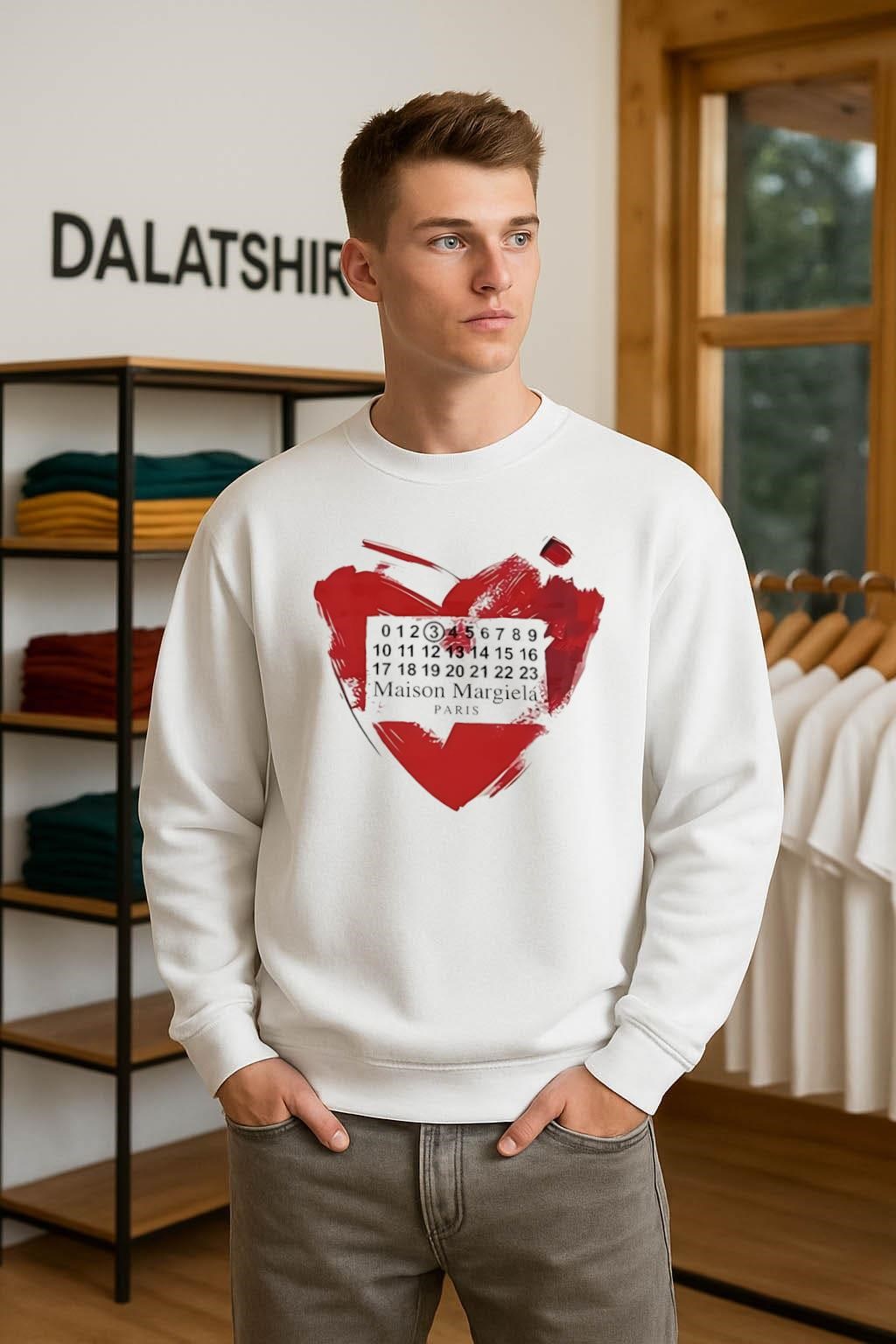 Maison Margiela Paris Heart Red Brush Stroke sweater