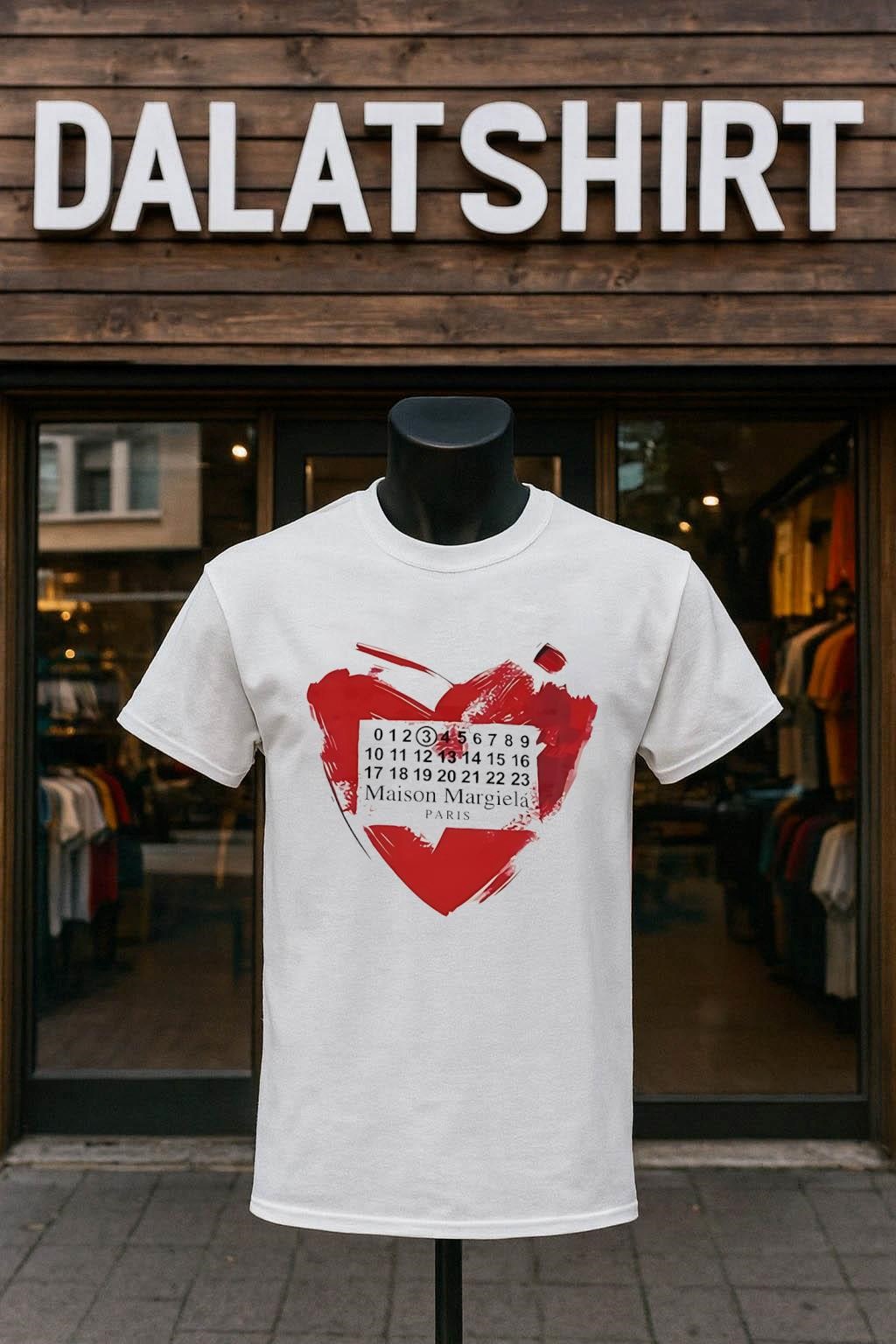 Maison Margiela Paris Heart Red Brush Stroke shirt