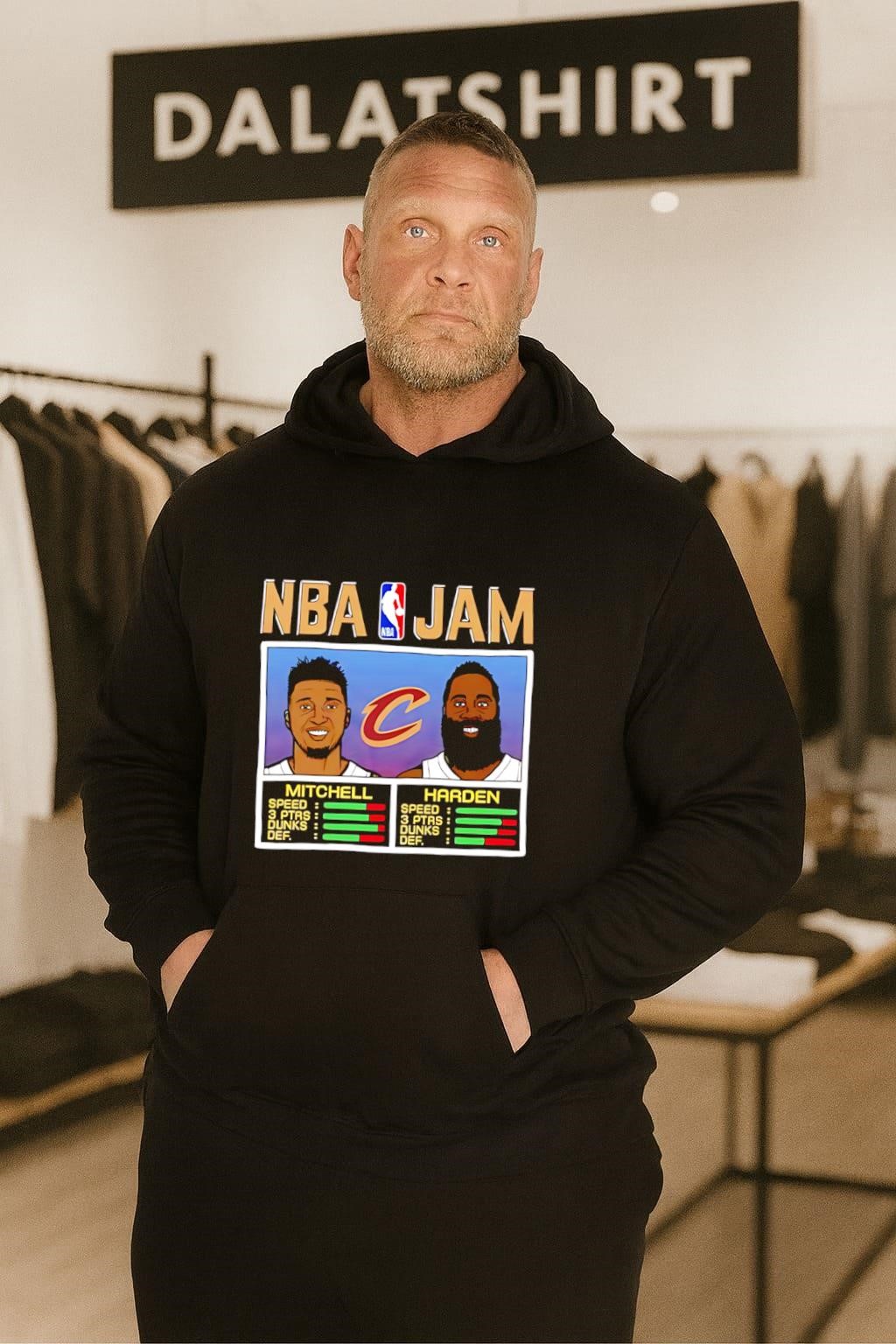 NBA Jam Cleveland Cavaliers Mitchell and Harden Player Stats hoodie