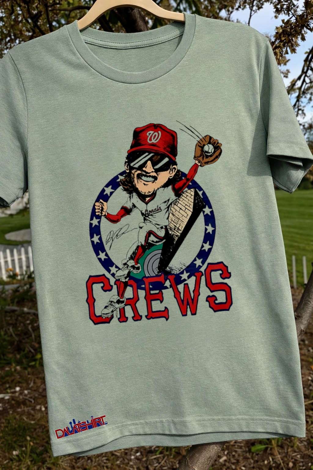 Nationals Dylan Crews Signature MLB cartoon sage-green-t-shirt