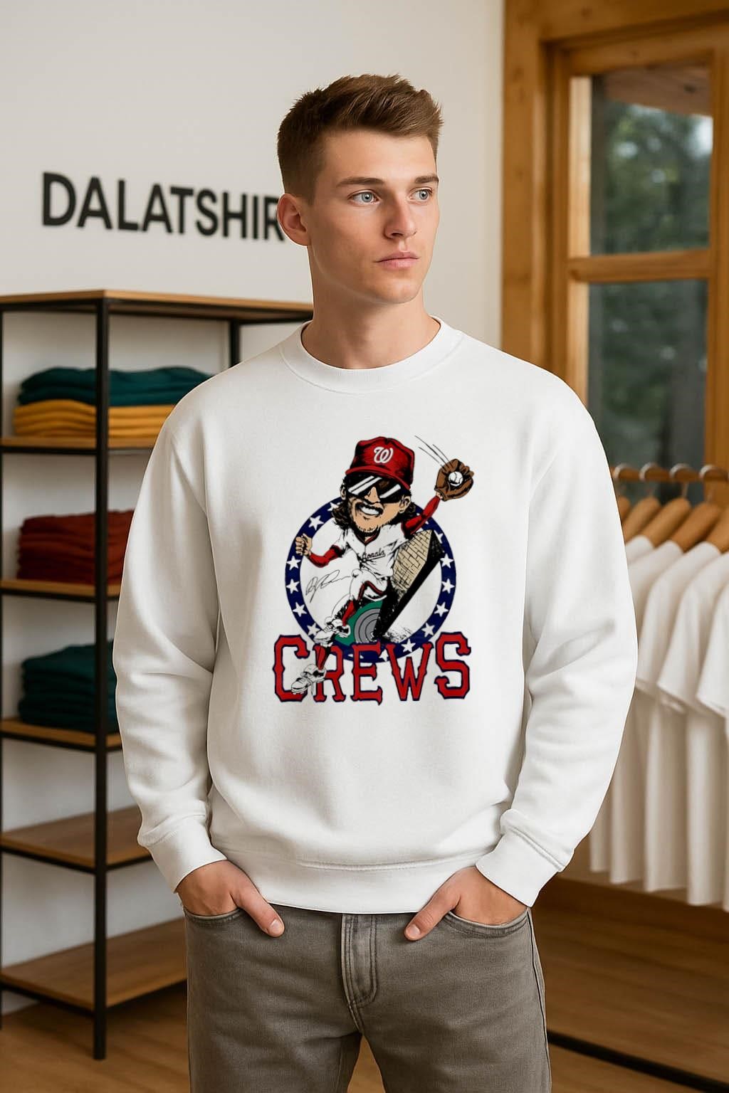 Nationals Dylan Crews Signature MLB cartoon sweater