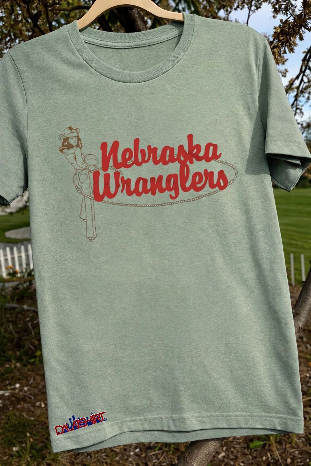 Nice Nebraska Wranglers Women's Pro Basketball logo sage-green-t-shirt