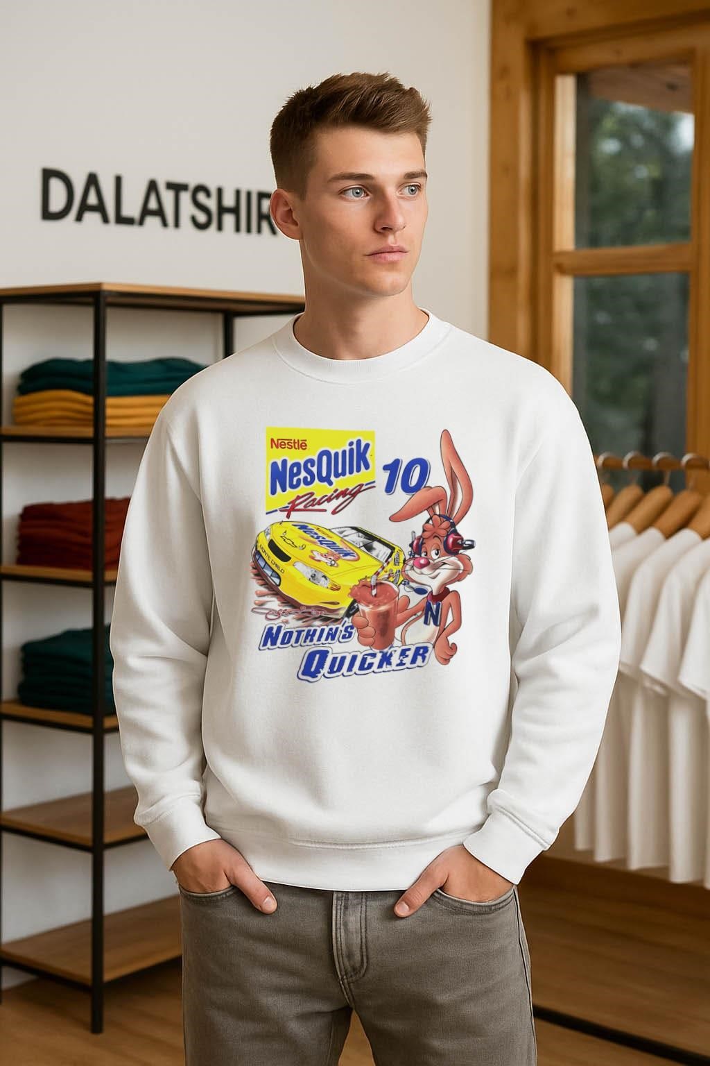 Nice Nesquik x Nascar Nothin's Quicker cartoon sweater