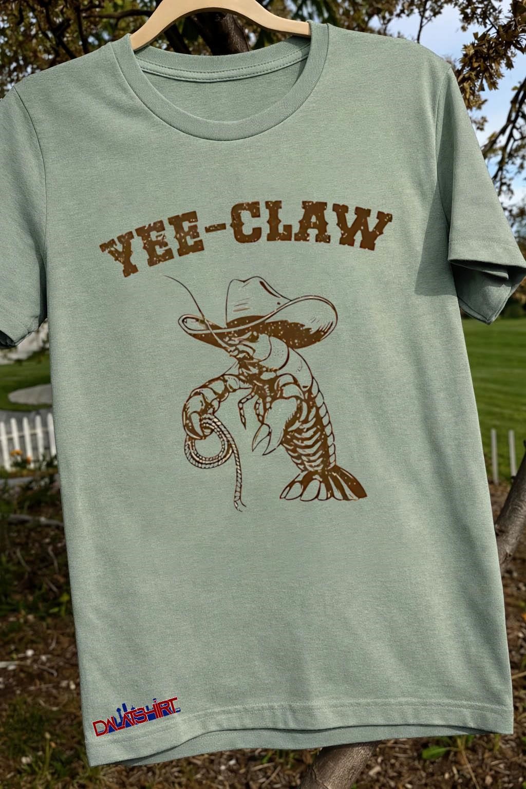 Nice Yee Claw Crayfish cowboy sage-green-t-shirt