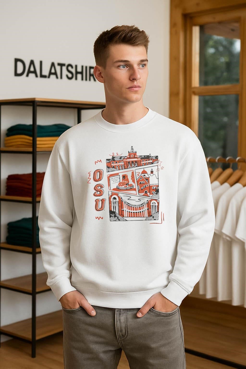 OSU Oklahoma State University Edmon Low Library And Campus Buildings Sketch sweater