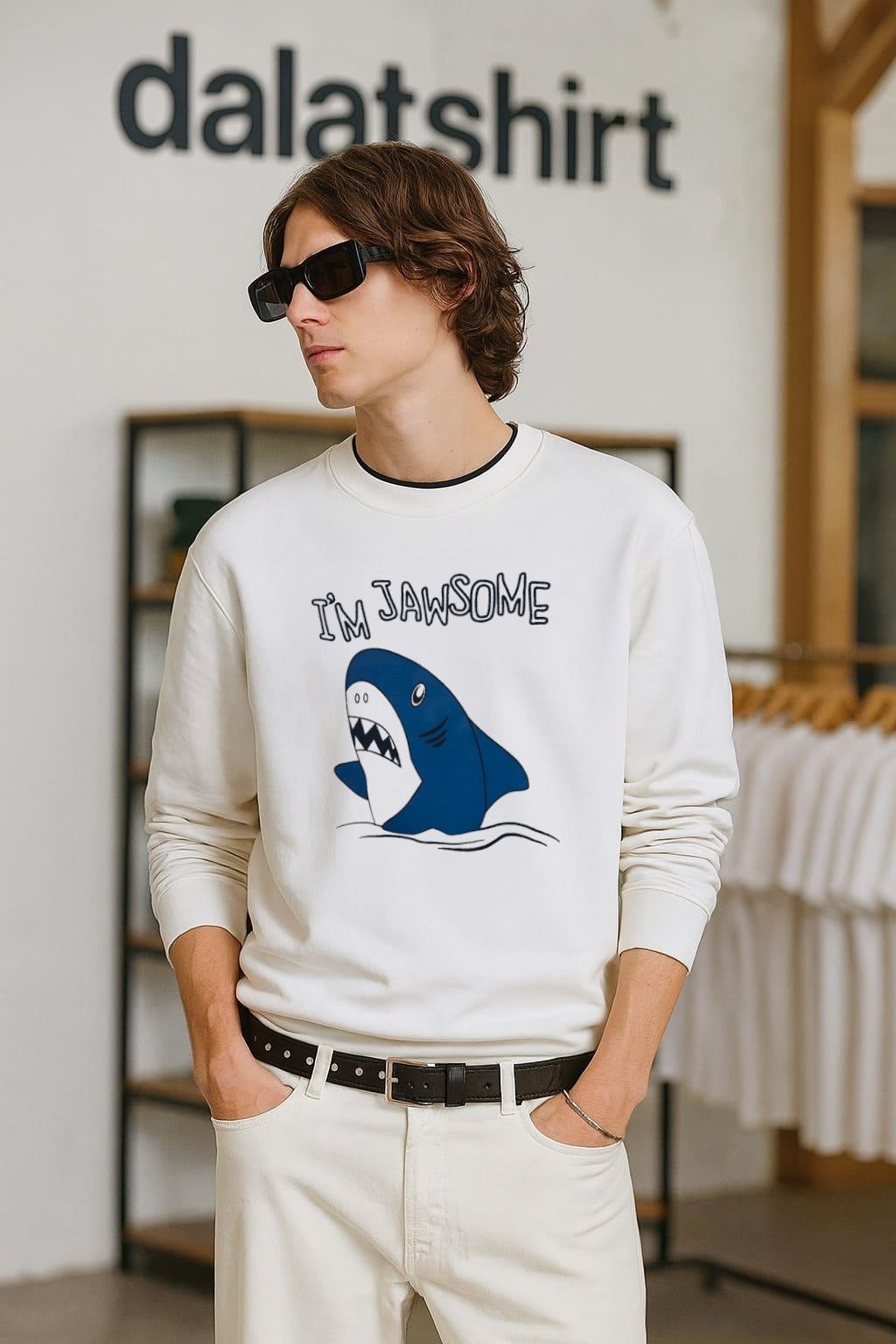 Official I'm Jawsome Shark meme long-sleeve