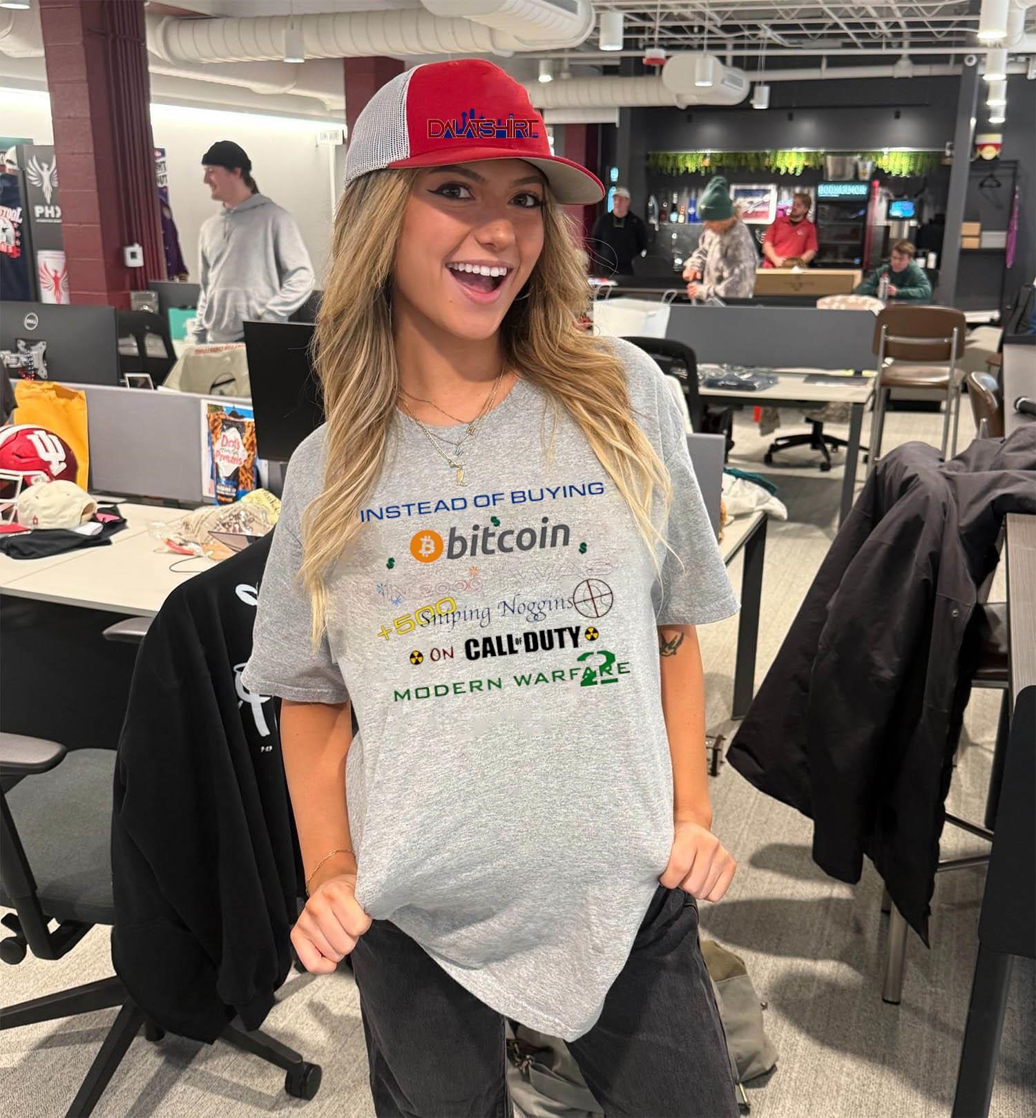 Official Instead Of Buying Bitcoin 2009 I Was Sniping Noggin Call Of Duty Warfare 2 V-Neck-T-Shirt