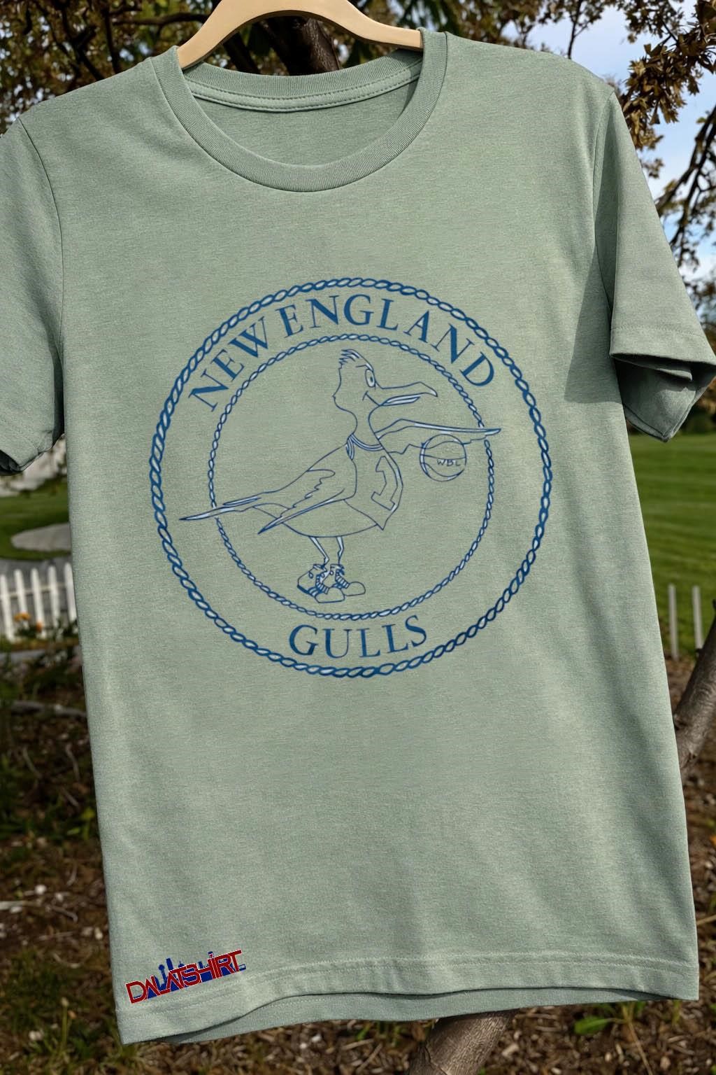 Official New England Gulls basketball logo sage-green-t-shirt