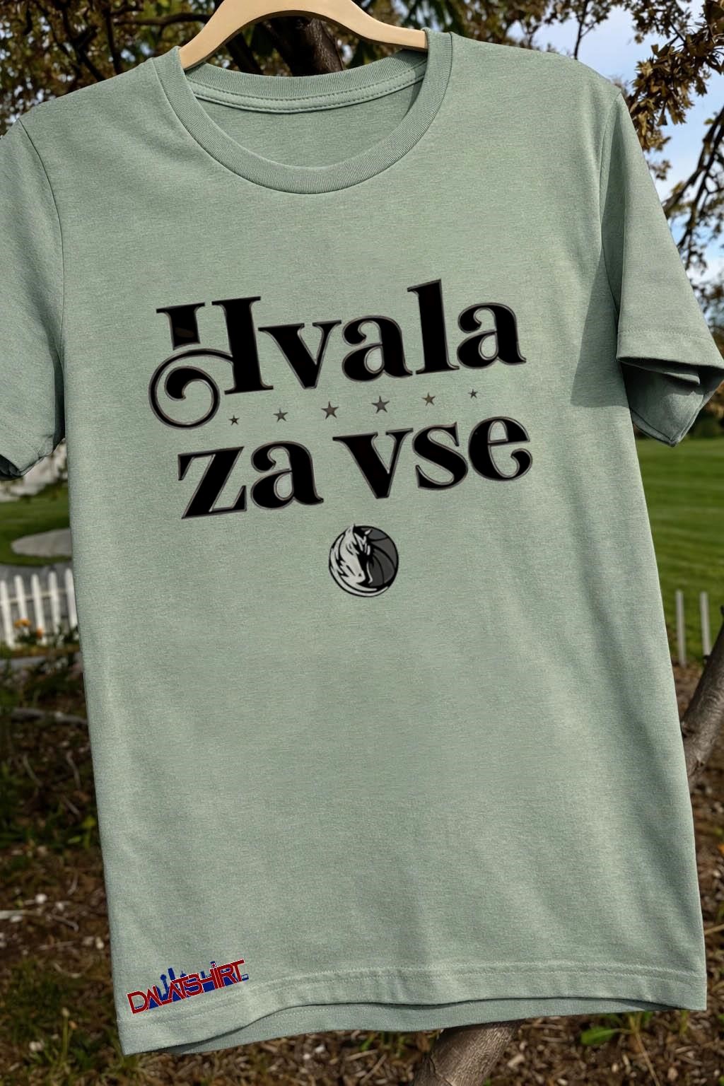 Original Dallas Mavericks hvala za vse logo sage-green-t-shirt