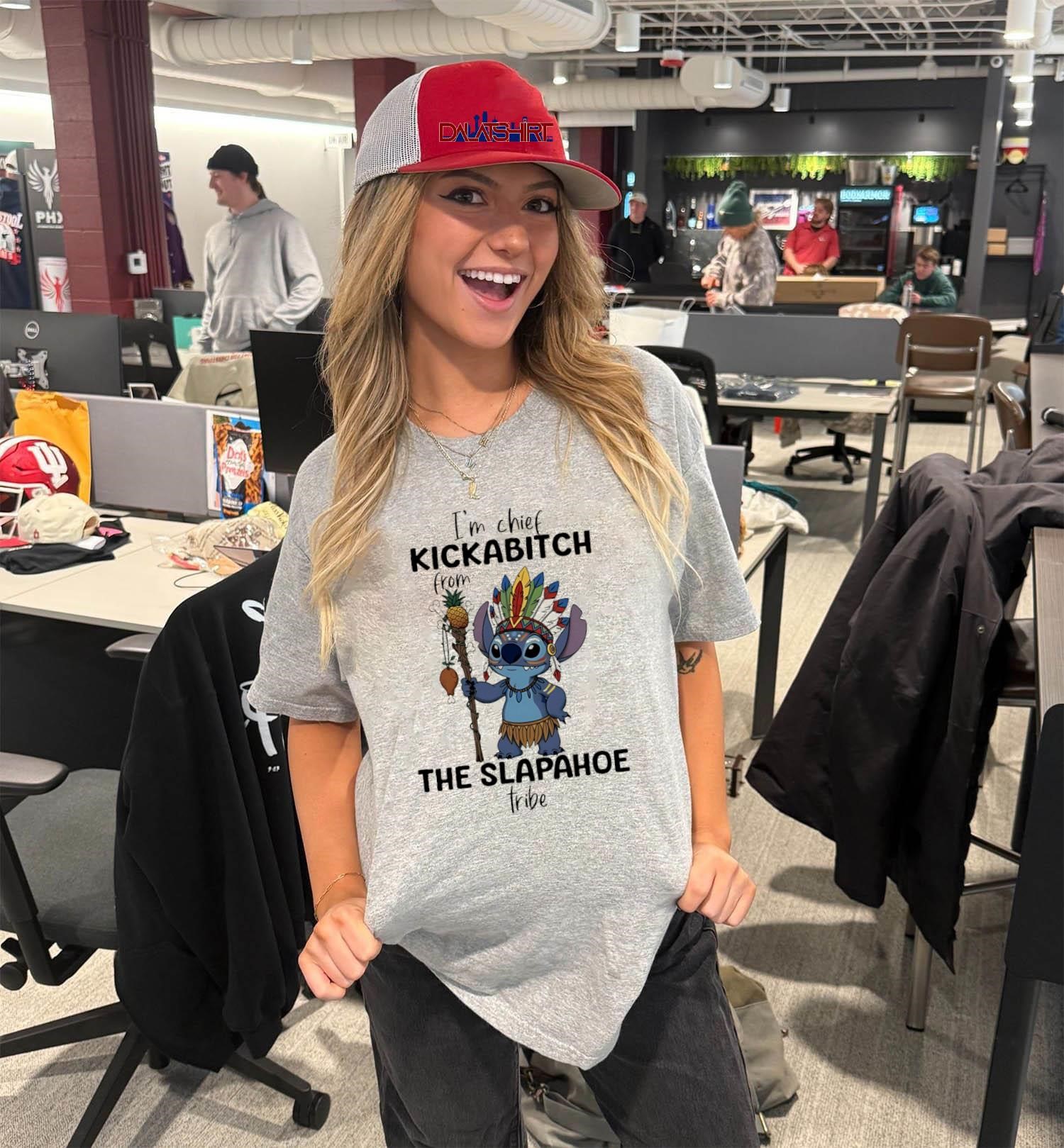 Original I'm Chief Kickabitch From the Slapahoe tribe Stitch V-Neck-T-Shirt