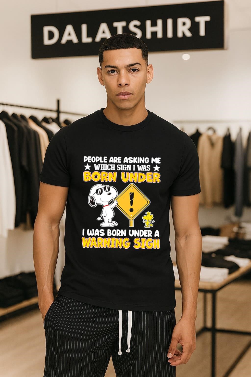 People Are Asking Me Which Sign I Was Born Under Warning Sign Snoopy shirt