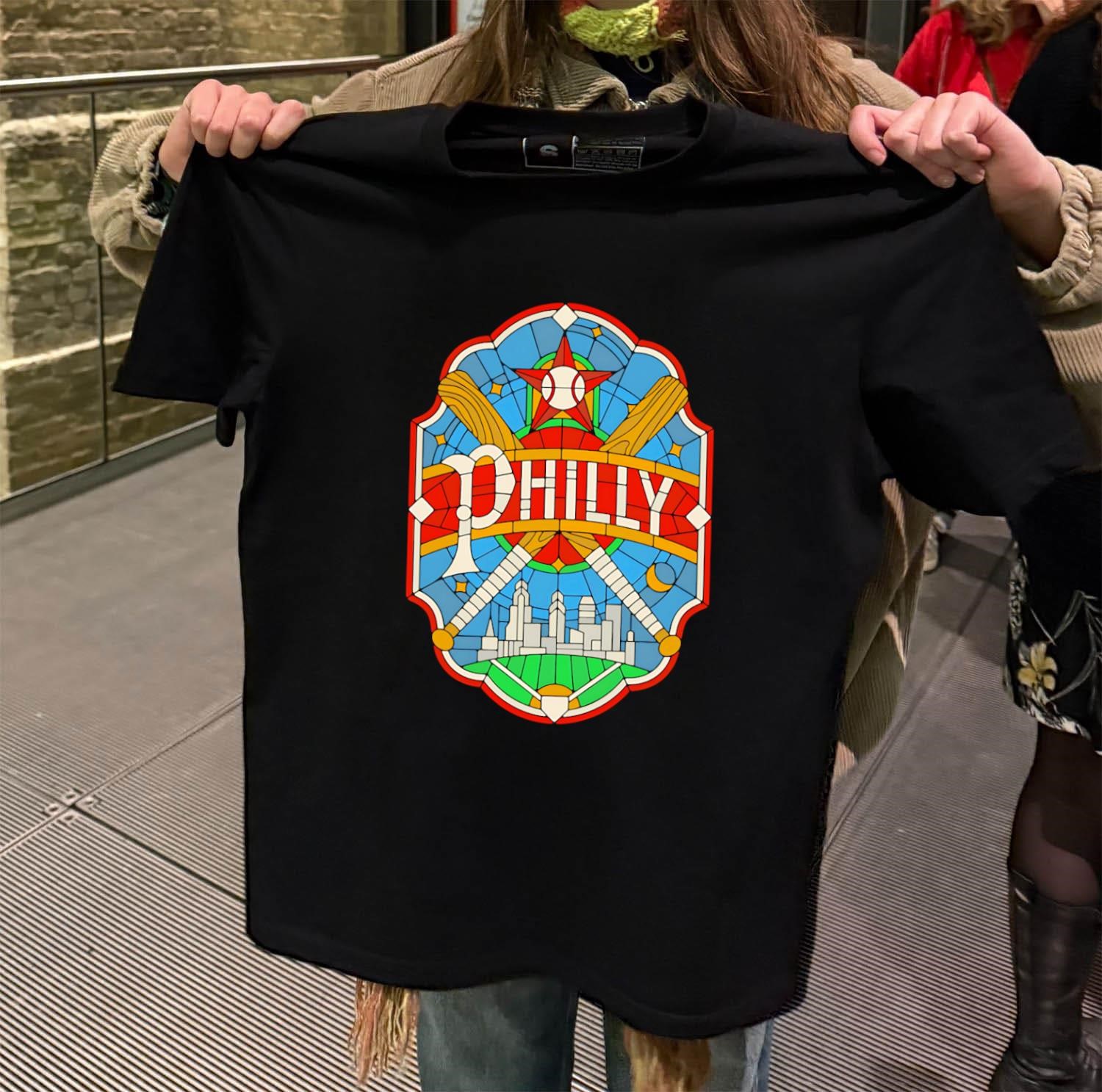 Philly Stained Glass Baseball black-t-shirt