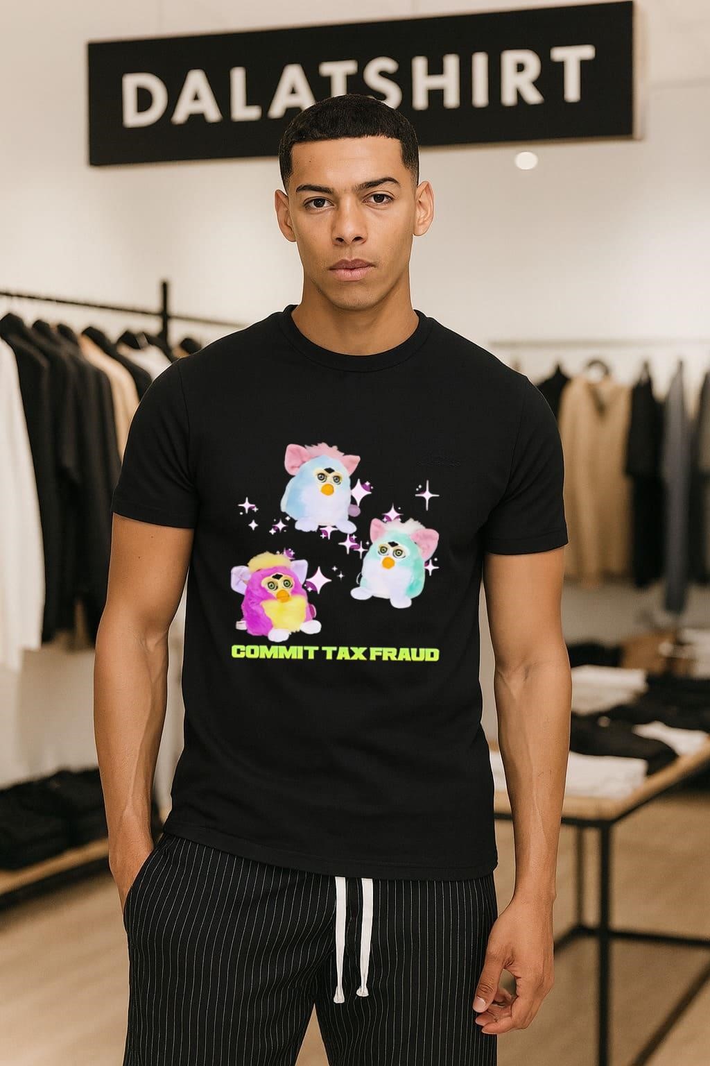 Pink And Blue Furbies Sparkles Commit Tax Fraud shirt