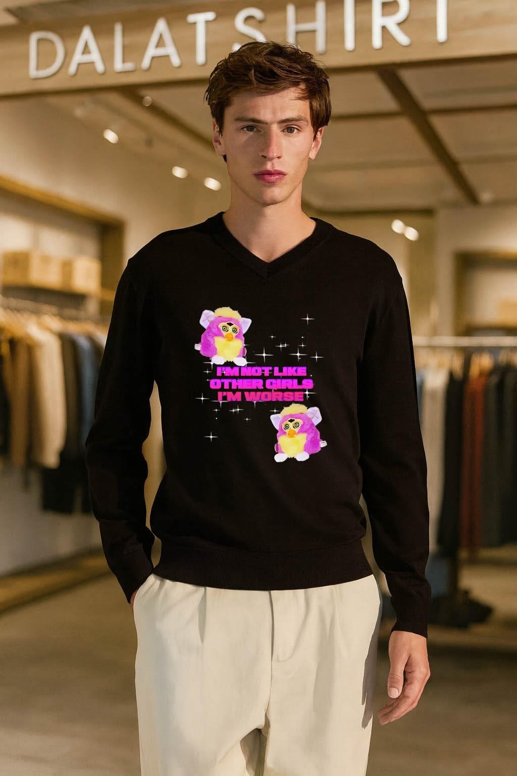 Pink Furby Sparkles I'm Not Like Other Girls I'm Worse long-sleeve