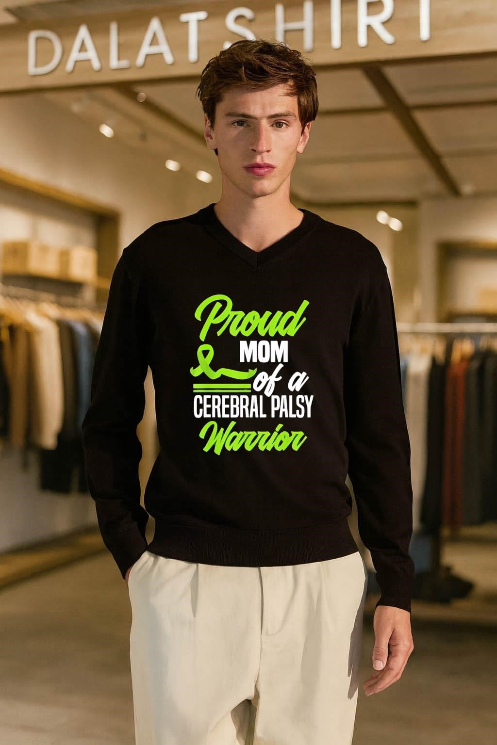 Proud Mom of a Cerebral Palsy Warrior Green Ribbon long-sleeve