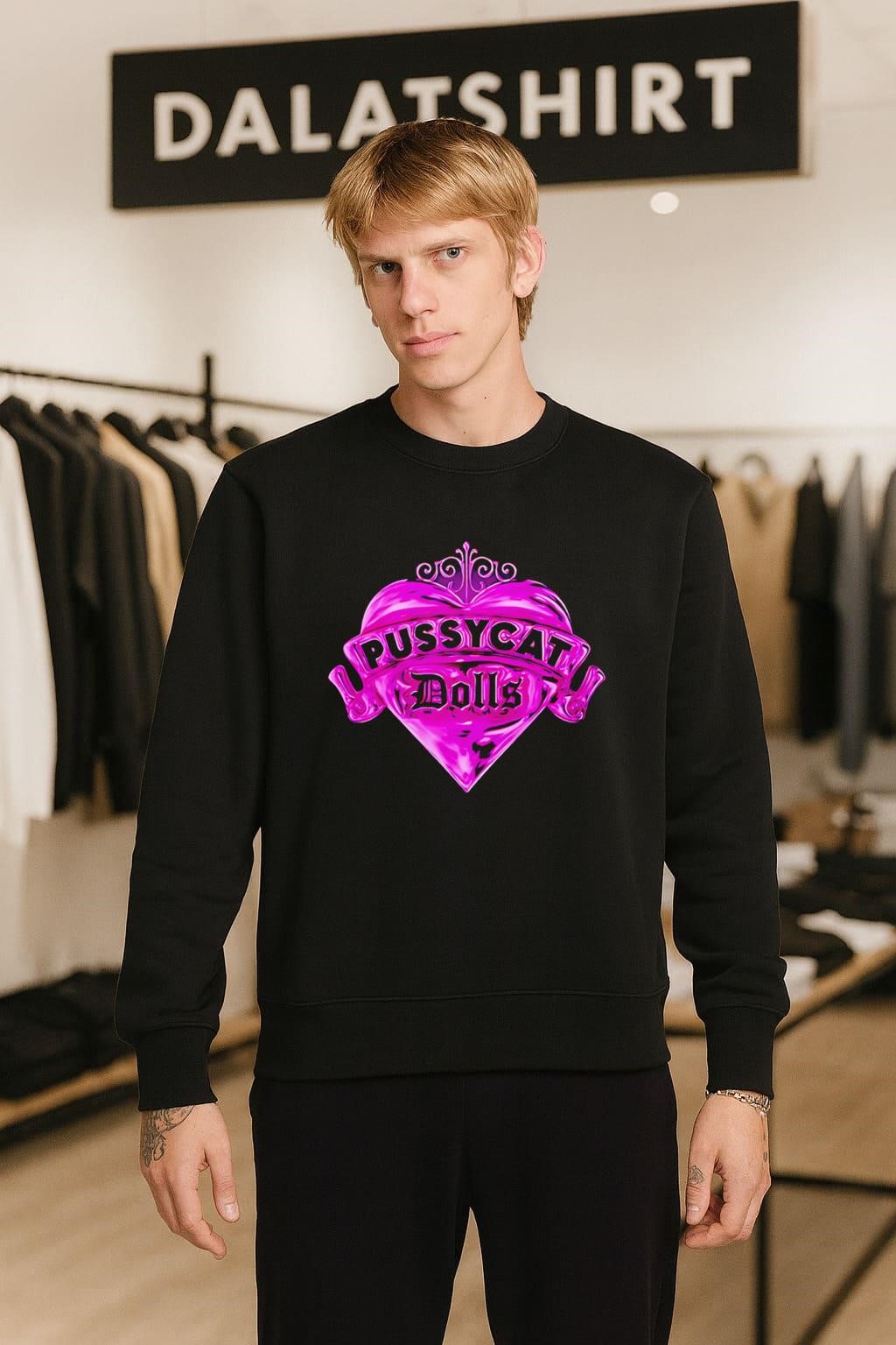 Pussycat Dolls Pink Heart Ribbon Logo sweater