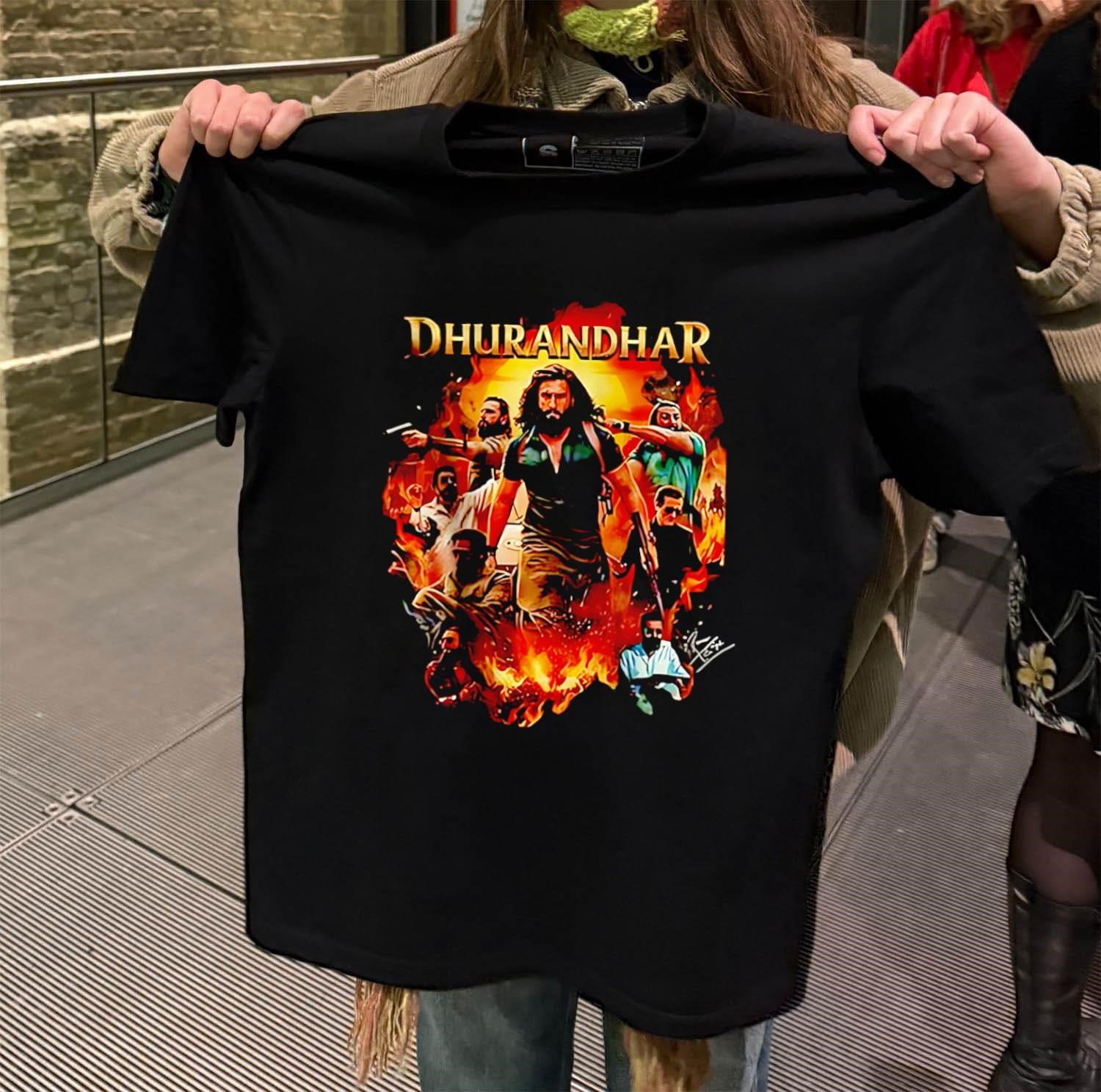 Ranveer Singh Signed Dhurandhar black-t-shirt