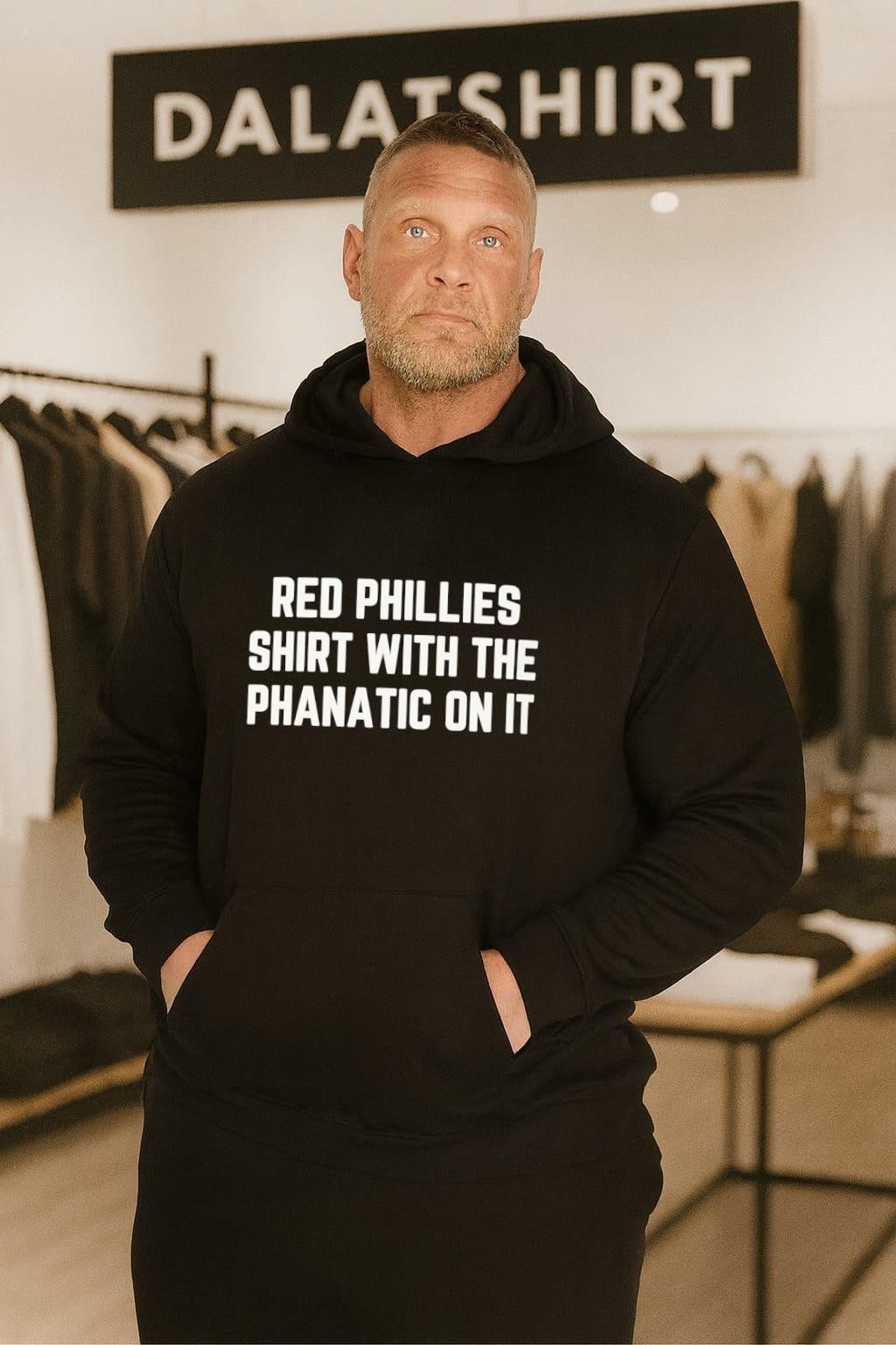 Red phillies shirt with the phanatic on it hoodie