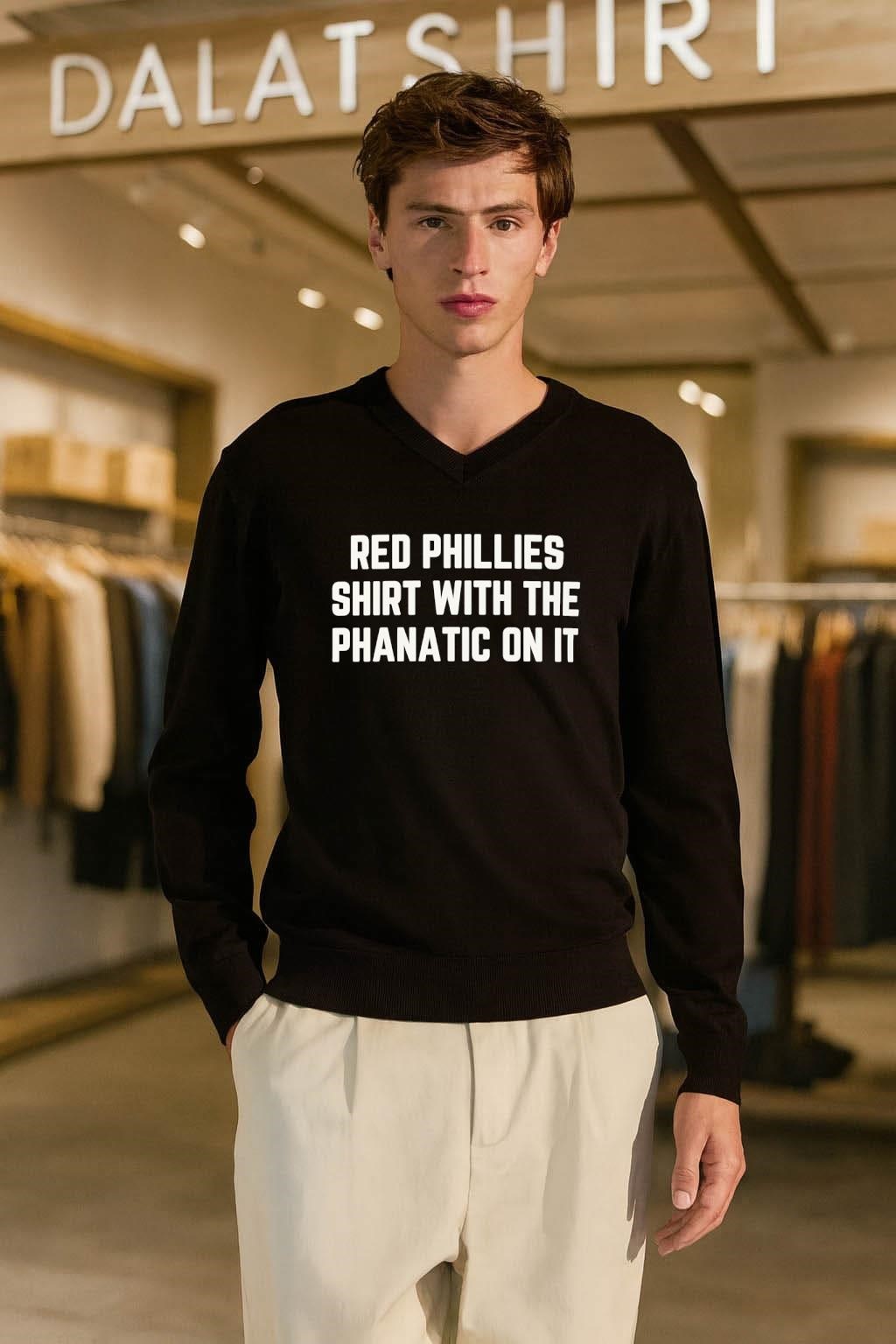 Red phillies shirt with the phanatic on it long-sleeve