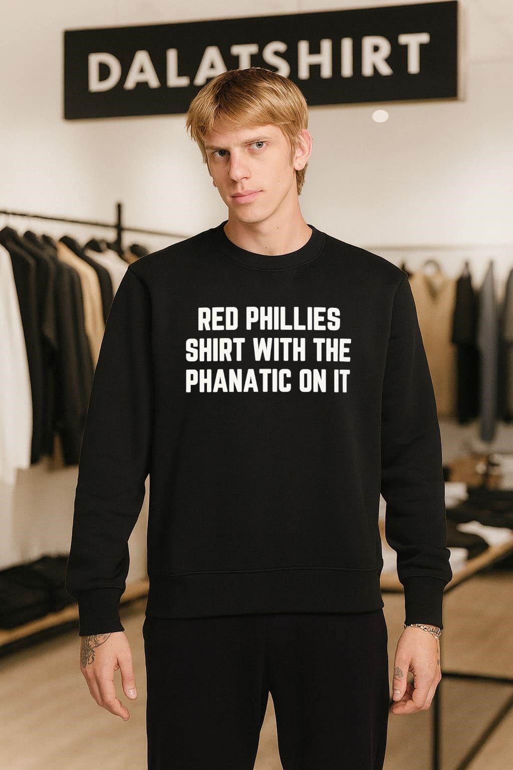 Red phillies shirt with the phanatic on it sweater