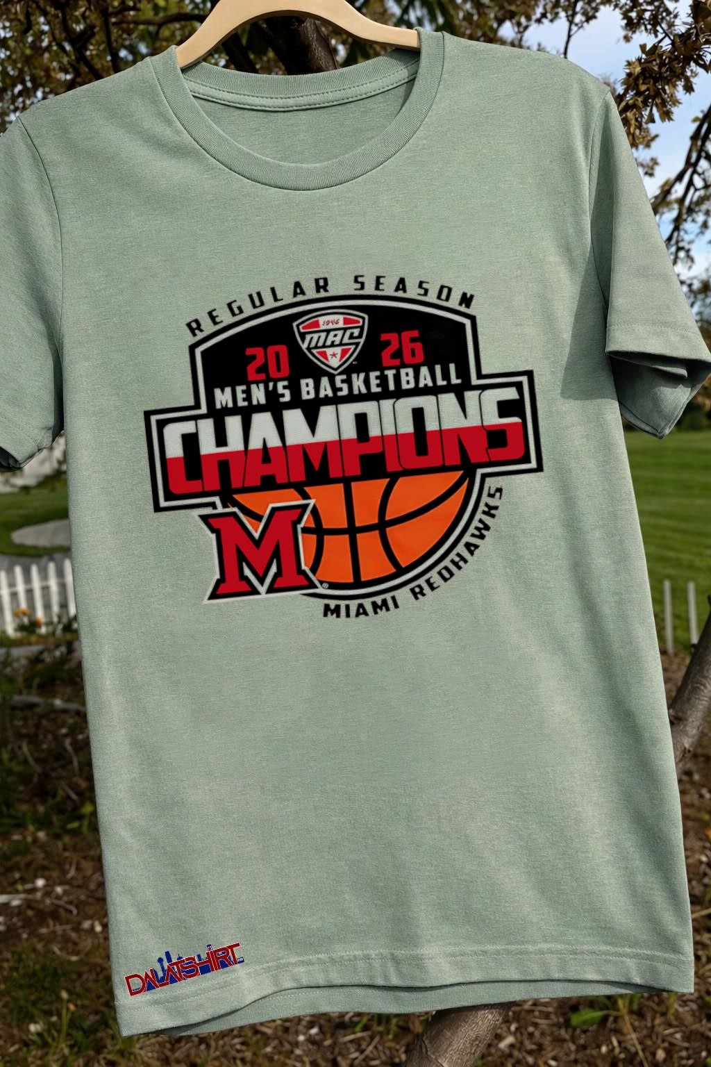Regular Season 2026 Men's Basketball Champions Miami Redhawks sage-green-t-shirt
