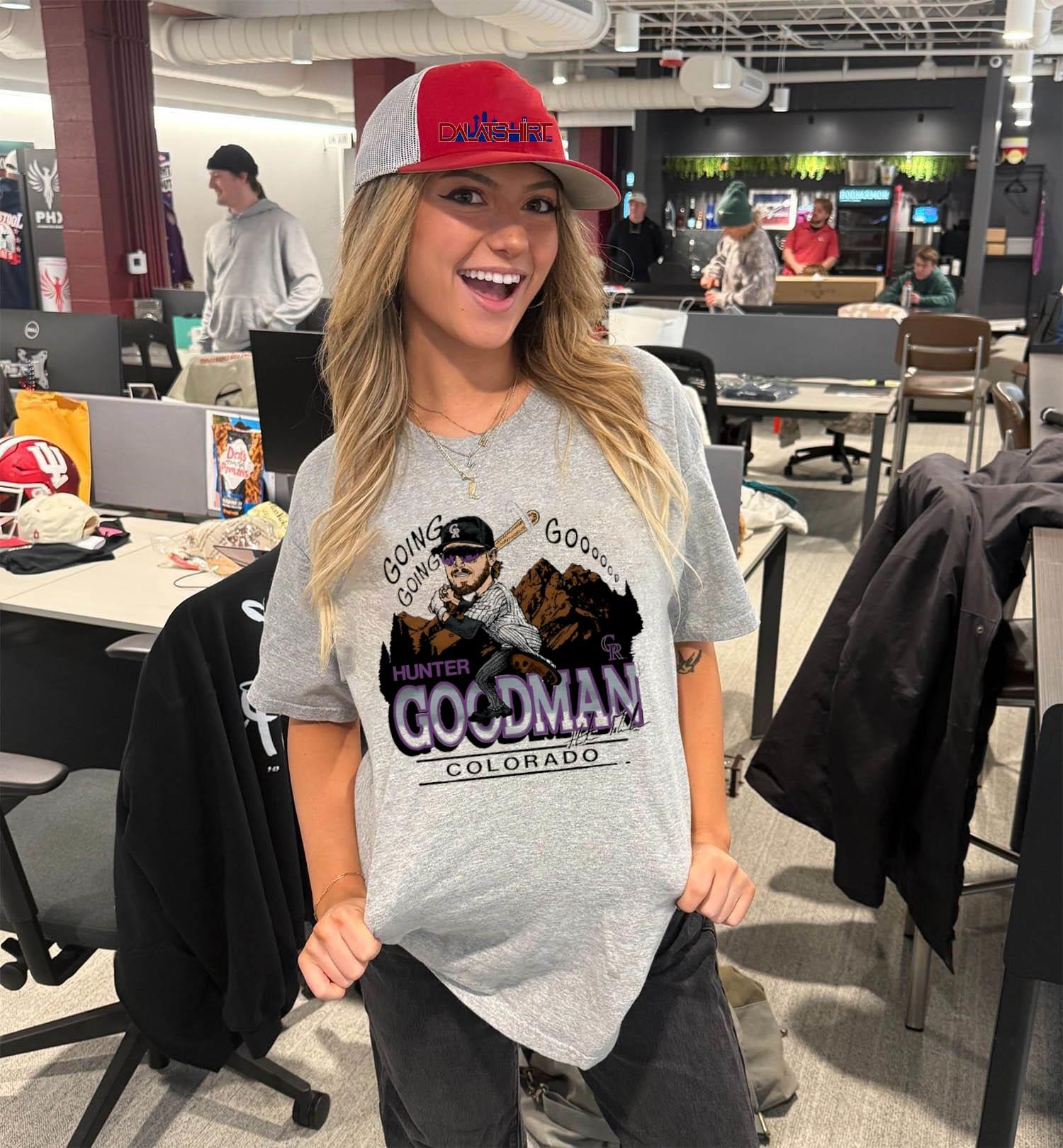 Rockies Hunter Goodman Signature MLB cartoon V-Neck-T-Shirt