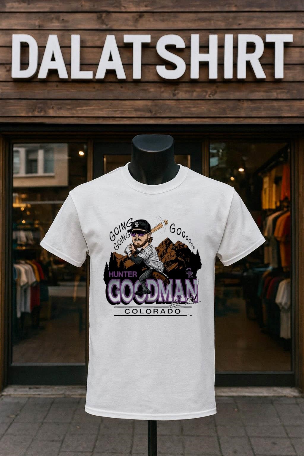 Rockies Hunter Goodman Signature MLB cartoon shirt