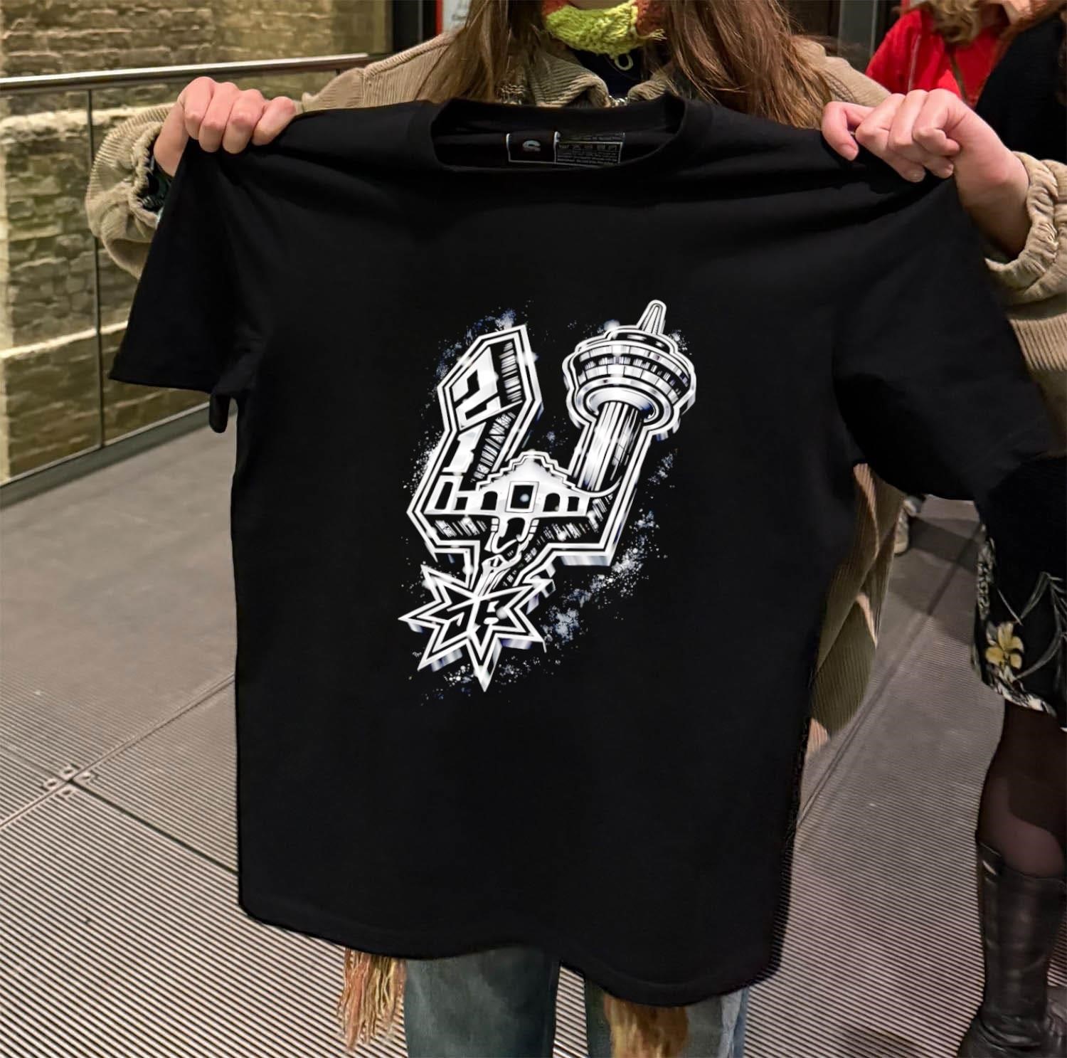 San Antonio Alamo Tower Spurred Star black-t-shirt