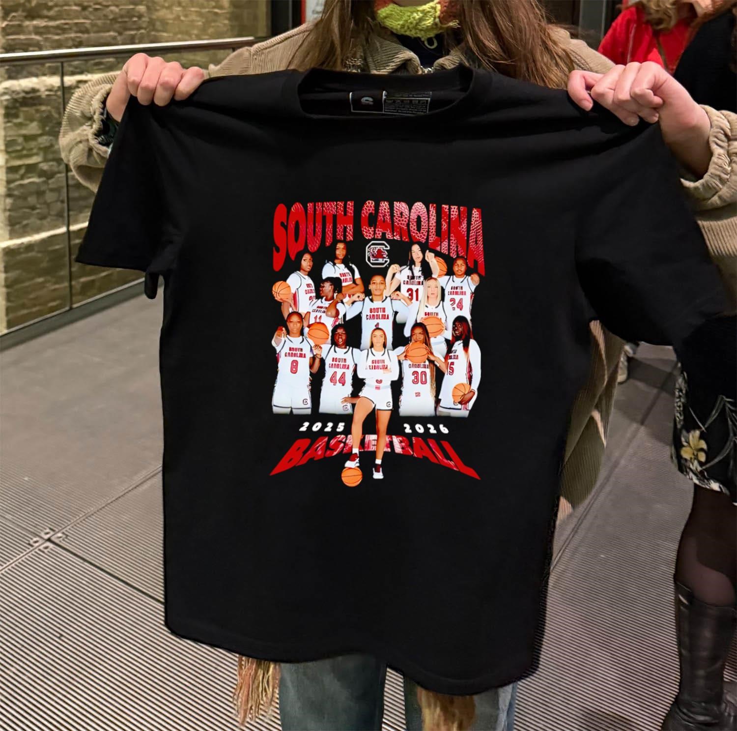 South Carolina Gamecocks Women's Basketball 2025 2026 Team Roster black-t-shirt