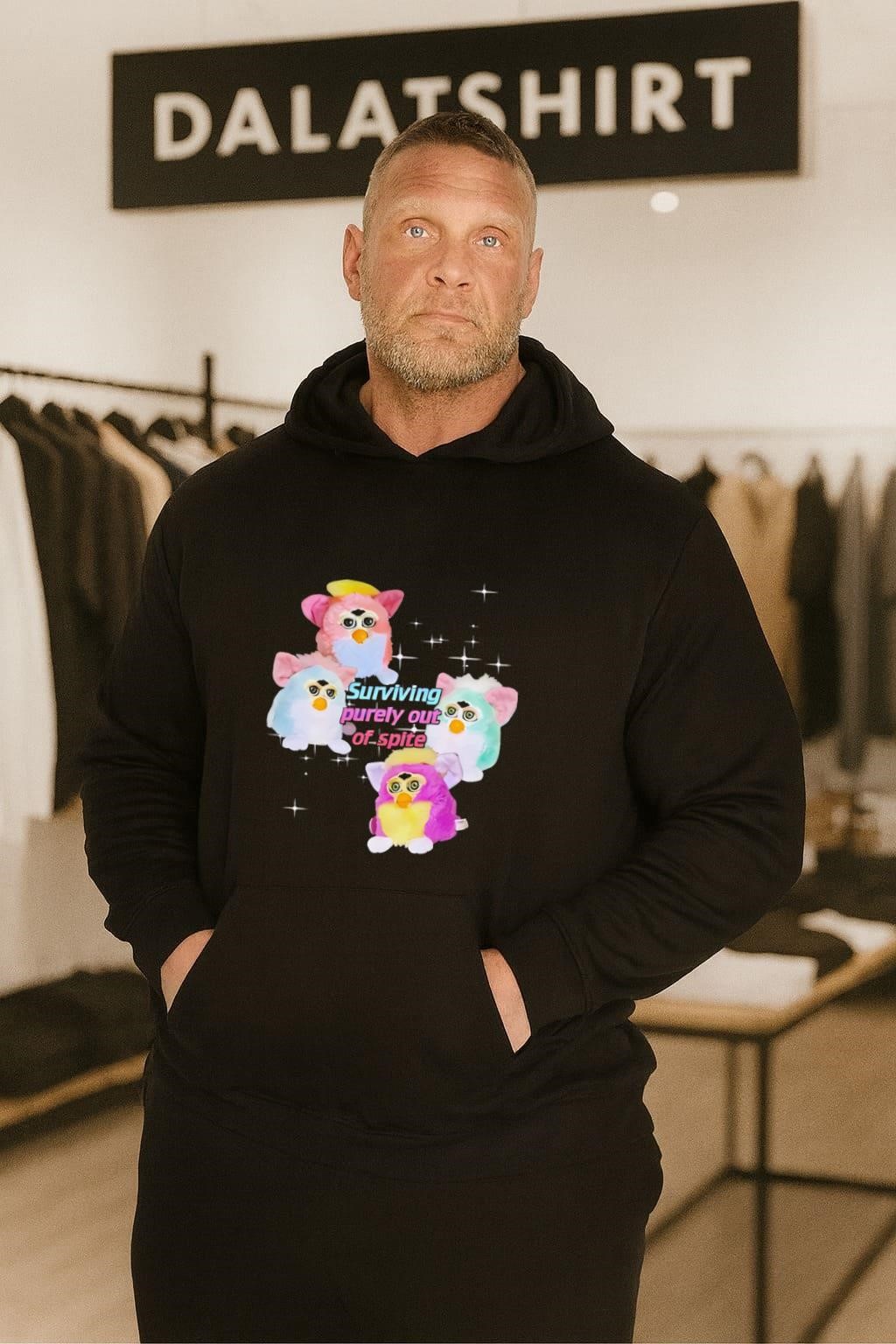 Surviving Purely Out Of Spite Four Colorful Furbies hoodie