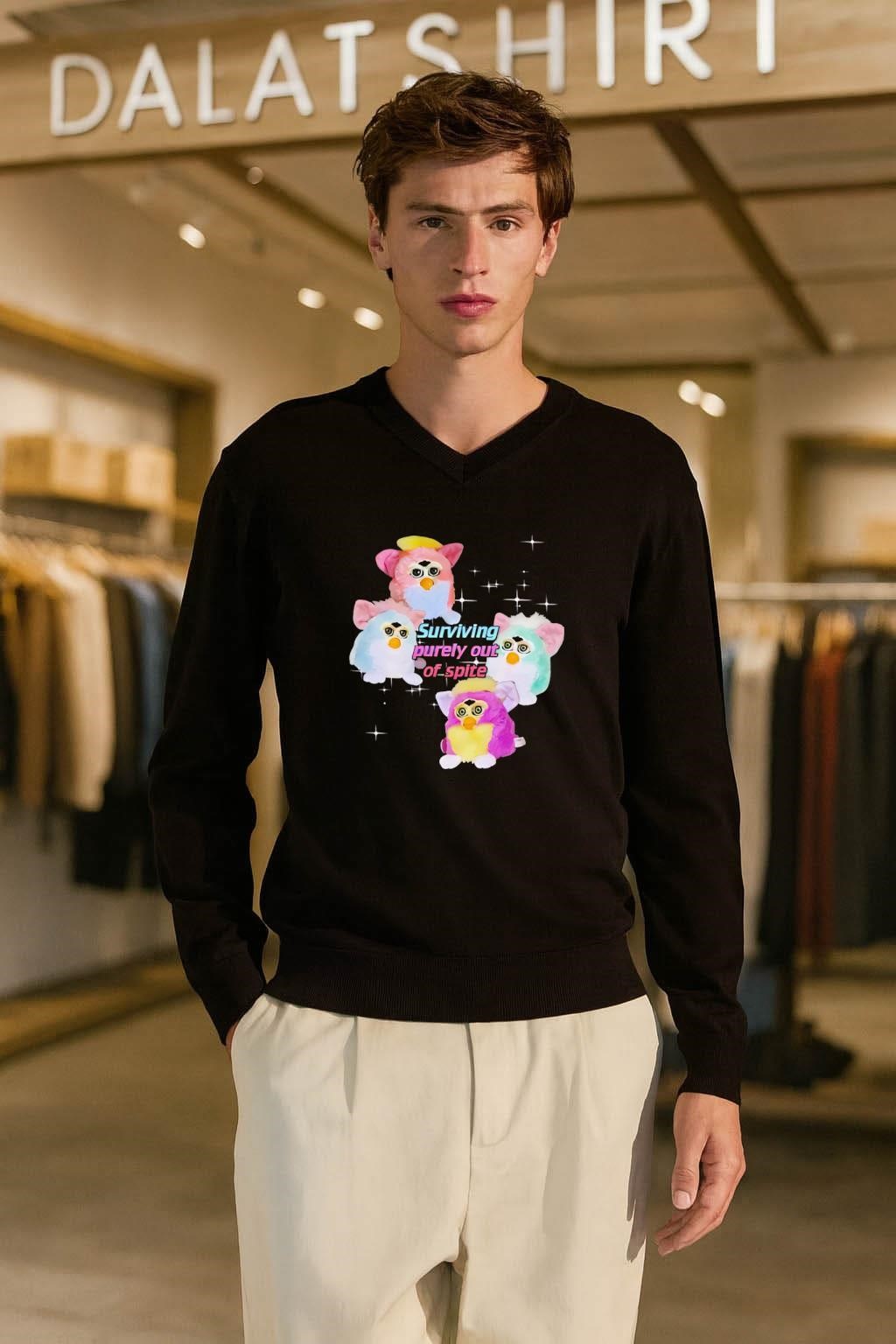 Surviving Purely Out Of Spite Four Colorful Furbies long-sleeve