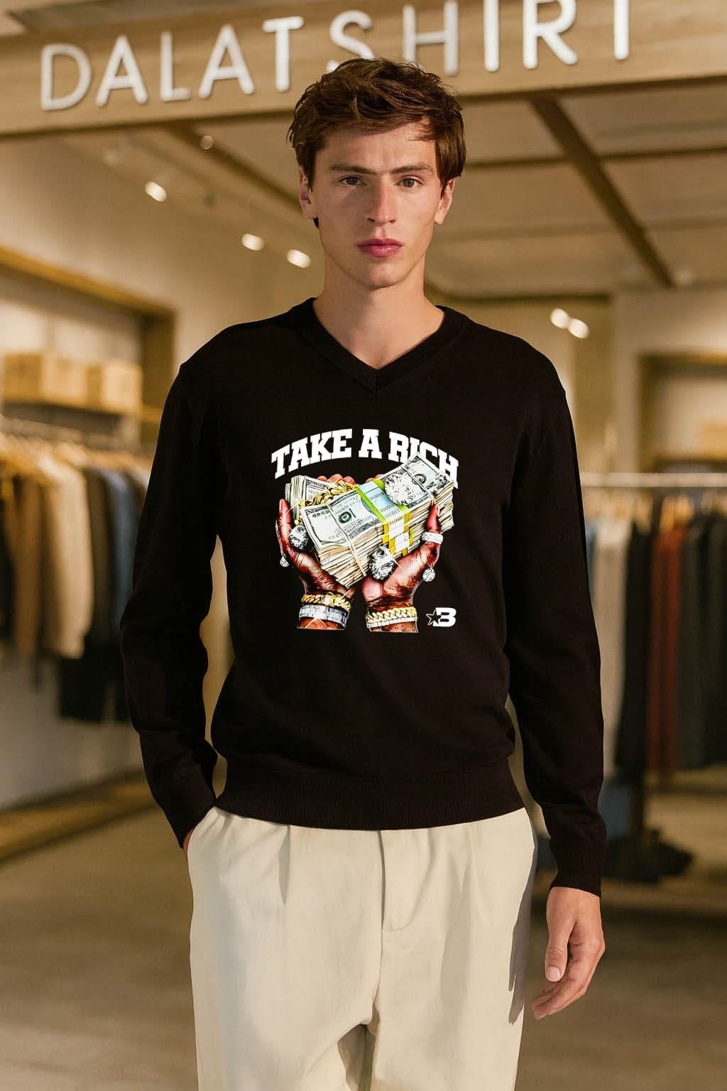 Take A Rich Money Hands Gold Jewelry long-sleeve