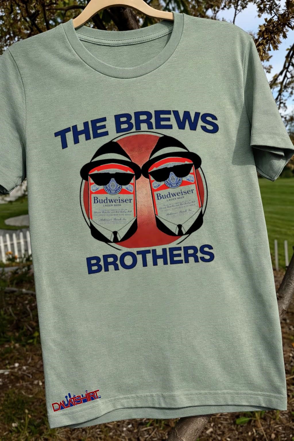 The Brews Brothers Budweiser Beer Cans Sunglasses sage-green-t-shirt