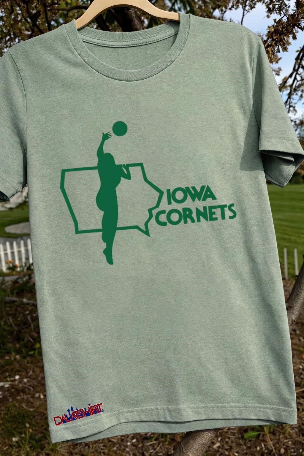 Top Iowa Cornets Women's Pro Basketball logo sage-green-t-shirt