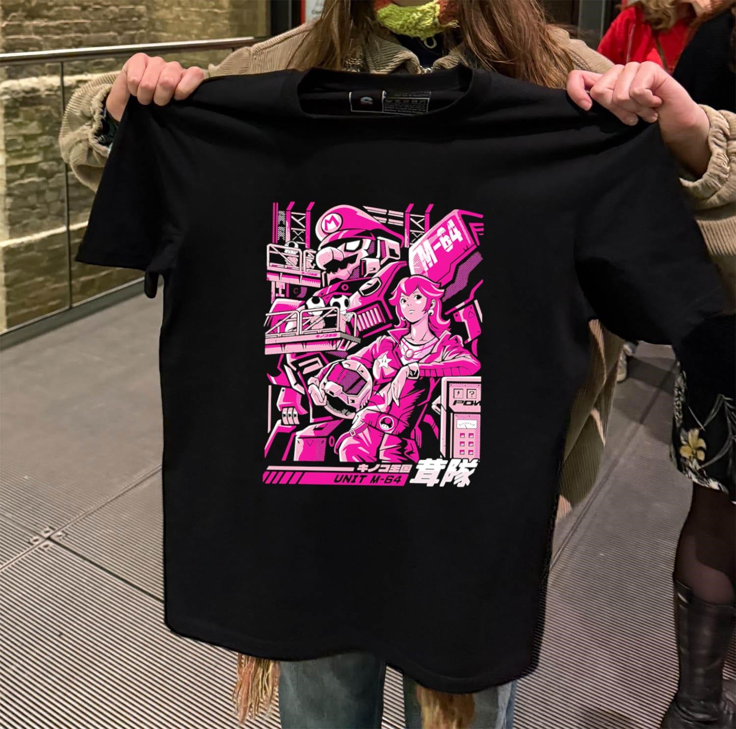 Unit M-64 Mario Mech Princess Peach black-t-shirt