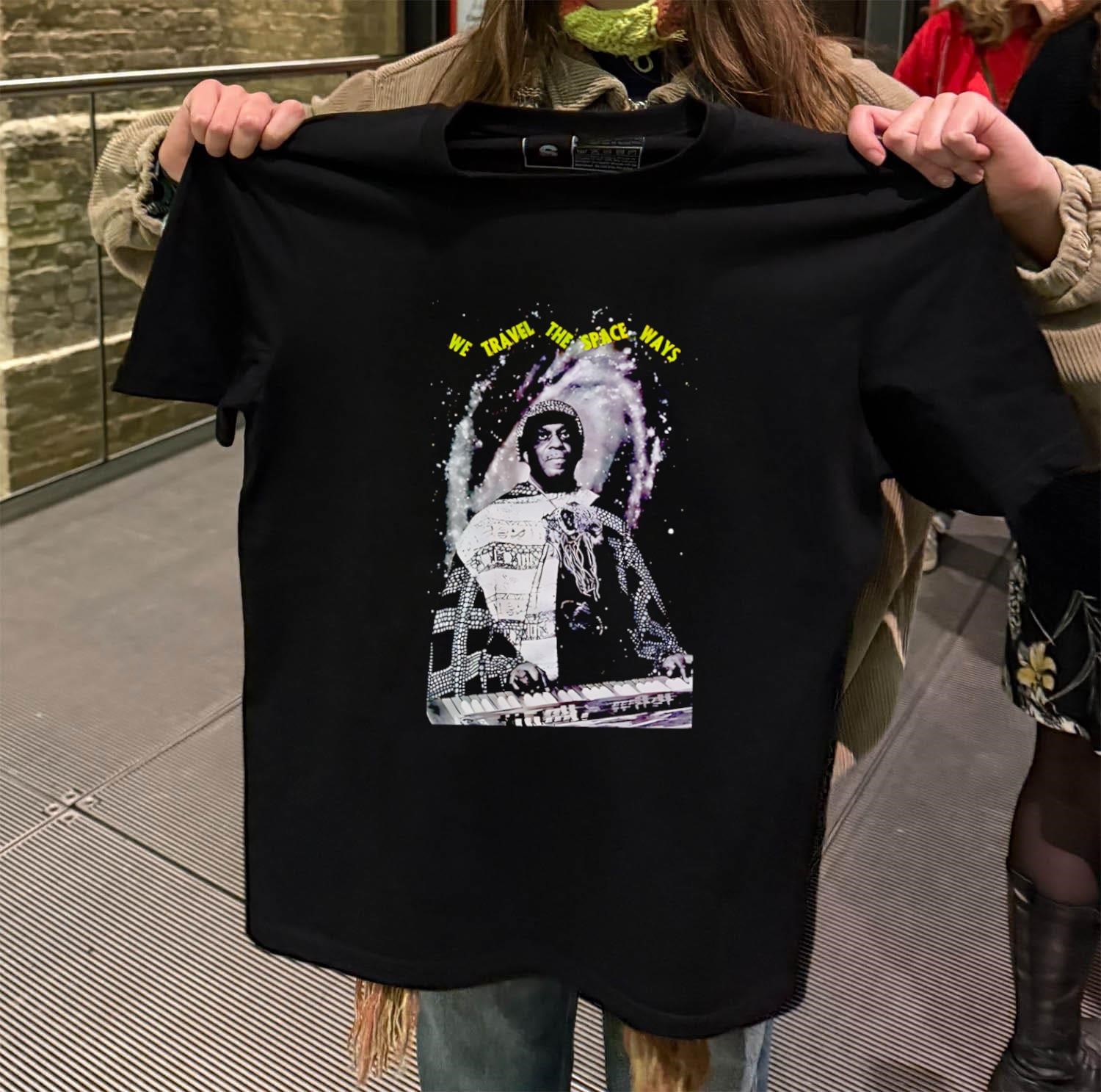 We Travel The Space Ways Sun Ra Piano black-t-shirt